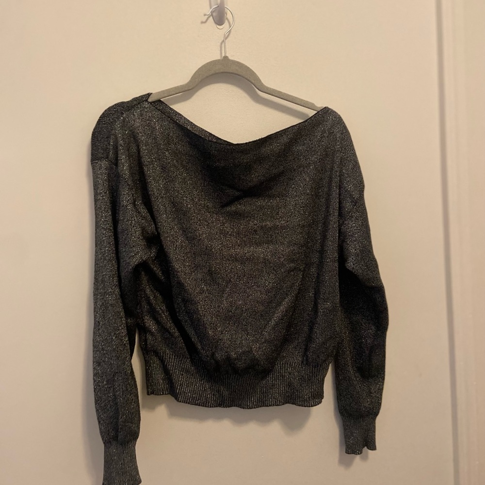New Year’s off the shoulder sparkly sweater